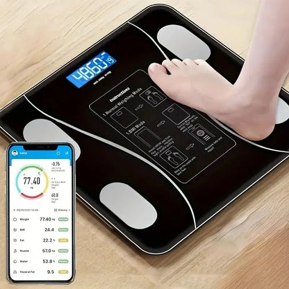 Bluetooth Digital Bathroom Scale with LED Display – Body Fat & Weight Tracker