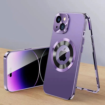 Magnetic 360° Full-Screen Lens Case for iPhone 15 14 13 - Aluminum
