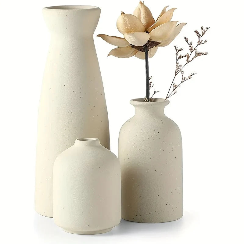 Ceramic Vase Trio for Contemporary Bohemian Decor