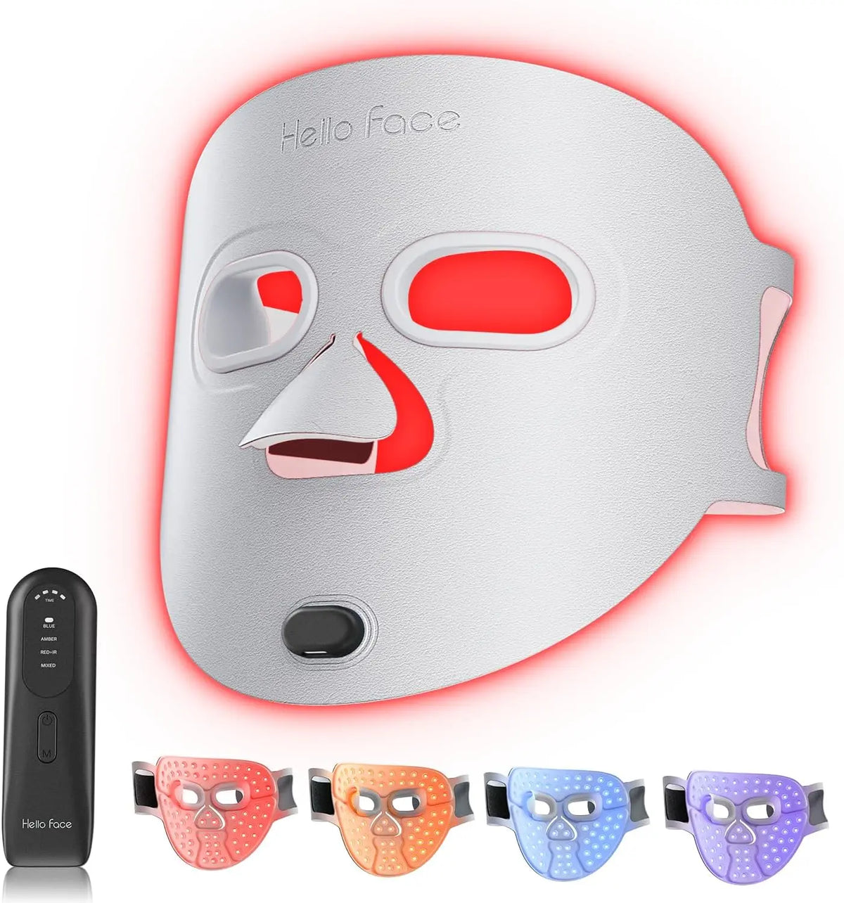Wireless LED Facial Mask for Skin Treatment – Red, Blue, Near Infrared, 4 Modes