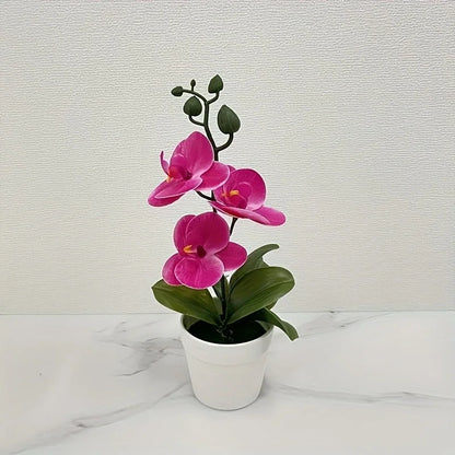Artificial Orchid Bonsai | Realistic Flowers | Light-Resistant Table Decor for Living Room, Office & Entryway