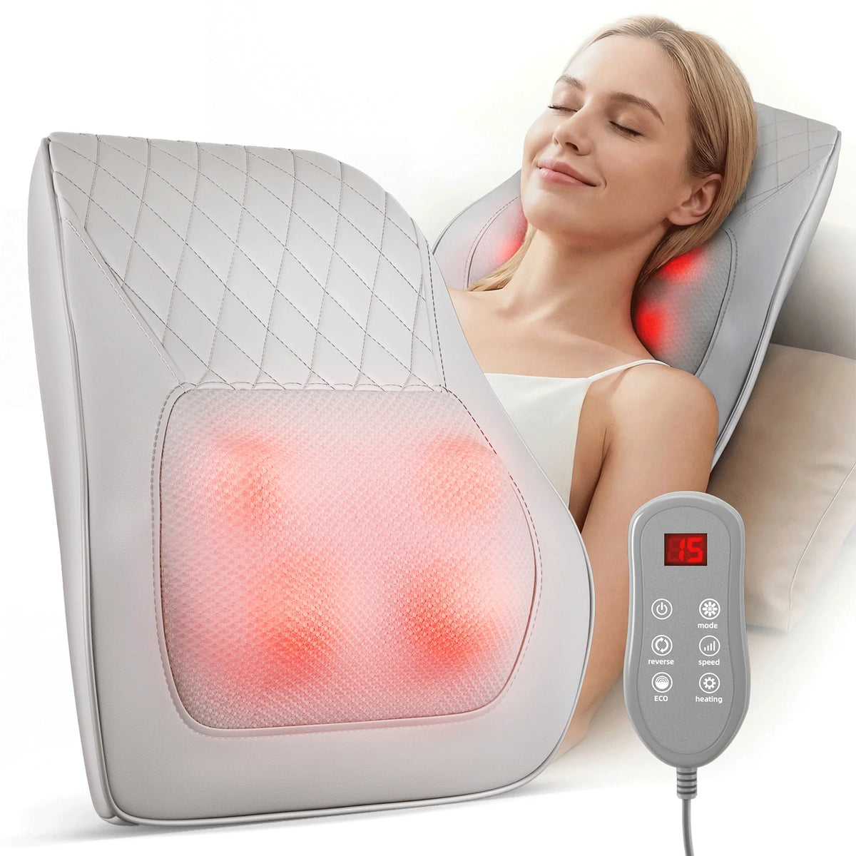 Electric 3D Kneading Massage Pillow for Neck, Back, and Lumbar Relief