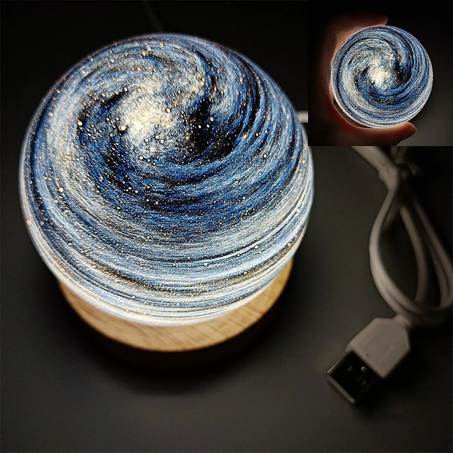 Atmospheric Night Lamp with 3D Crystal Planet Design