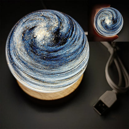 Atmospheric Night Lamp with 3D Crystal Planet Design