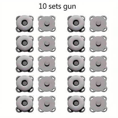 Magnetic Snap Button Set 1.4 cm | Metal Flower Design | 10 Pack for Sewing