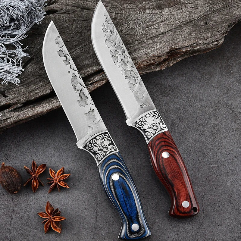 Forged Stainless Steel Cleaver - Versatile Chef's Knife for Meat, Fruit, BBQ, and Boning with Sheath