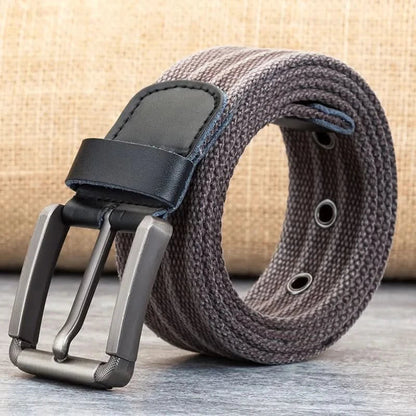 Adjustable Casual Striped Waistband Canvas Belt for Men