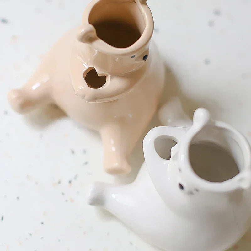 Floral Vase with Bear Design