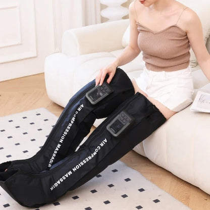 Rechargeable Air Pressure Wraps for Foot, Calf & Thigh Massage - 3 Modes, 5 Zones, 30-Minute Timer