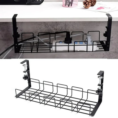Metal Cable Tray Holder for Desk & Office - 40.5x13x16cm Black