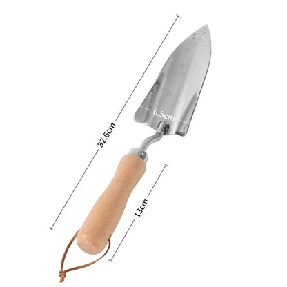 5-Piece Garden Tool Set | Stainless Steel Gloves with Wooden Handle | Shovel, Rake, Plant Fork