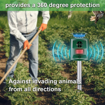 Ultrasonic Animal Repeller with 360° Sensor – Weatherproof Solar Device