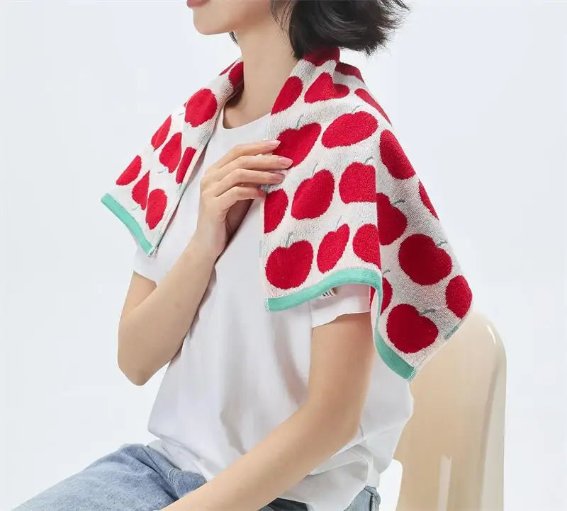 Cotton Towel with Apple Design