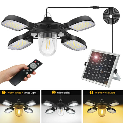 Solar Pendant Light with Remote Control & Motion Sensors – 192 LEDs
