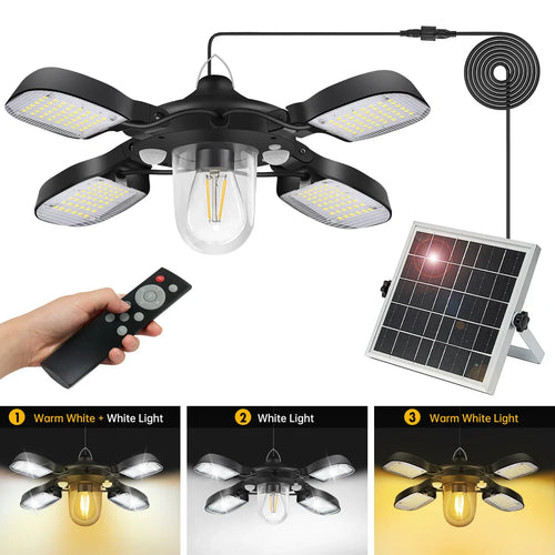 Solar Pendant Light with Remote Control & Motion Sensors – 192 LEDs