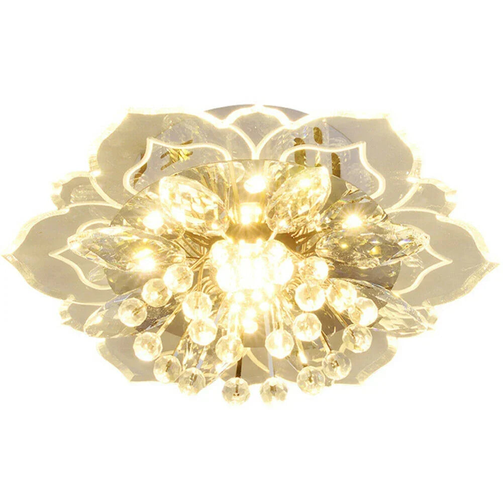 Colourful Crystal Flower Chandelier - 9W LED Modern Lighting for Home