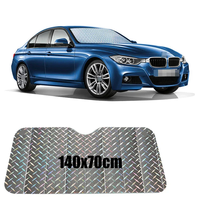 Universal Folding Car Sunshade | UV & Heat Protection | Silver