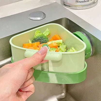 Corner Drain Basket for Kitchen Sink | Quick Release & Suction Cup