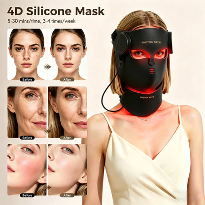 Neck Light Therapy LED Mask – Red Light Treatment for Acne, Wrinkles, and Skin Brightening