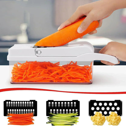 12-in-1 Vegetable Slicer with 7 Stainless Steel Blades, Non-Slip & BPA-Free