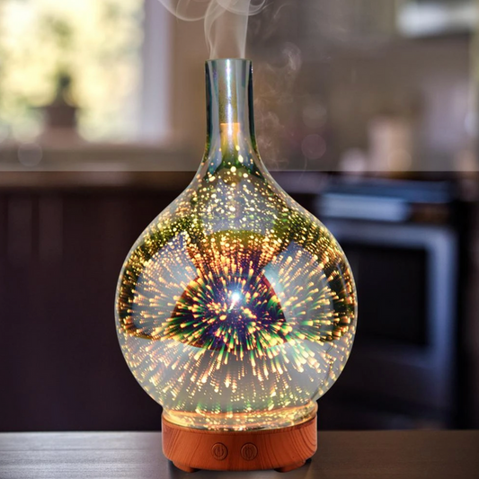 3D Glass Essential Oil Diffuser with LED Lights - AromaBurst Model