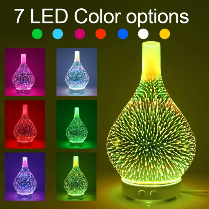 3D Glass Essential Oil Diffuser with LED Lights - AromaBurst Model
