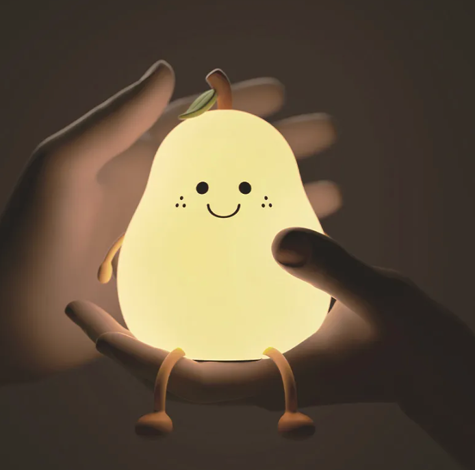 Pear-Shaped Night Light – Soft Silicone, USB Rechargeable, 3 Brightness Levels & Timer, Soothing Illumination for Kids & Babies