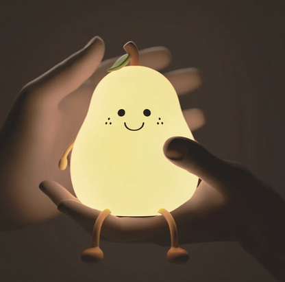 Pear-Shaped Night Light – Soft Silicone, USB Rechargeable, 3 Brightness Levels & Timer, Soothing Illumination for Kids & Babies