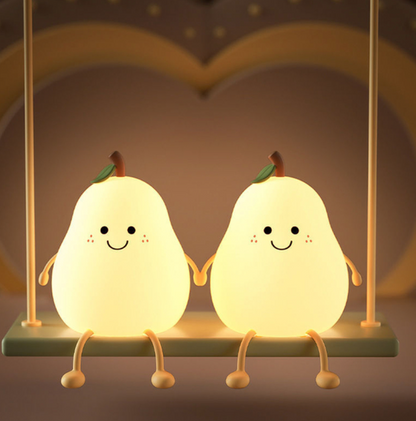 Pear-Shaped Night Light – Soft Silicone, USB Rechargeable, 3 Brightness Levels & Timer, Soothing Illumination for Kids & Babies