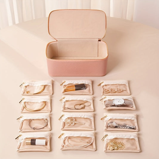 Elegant Travel Jewelry Organizer with Removable Pouches