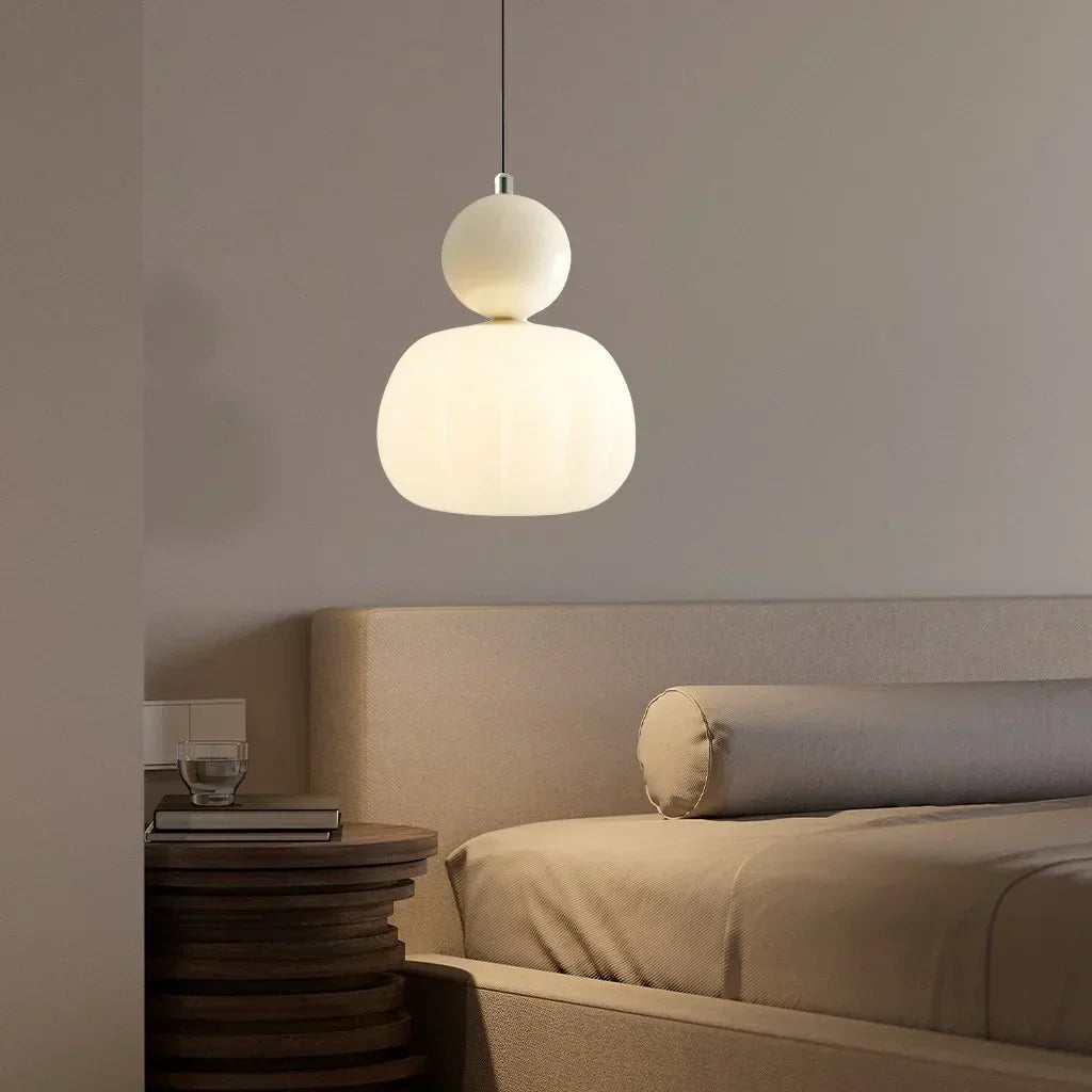 Stylish Glass Hanging Light Featuring Golden Accents