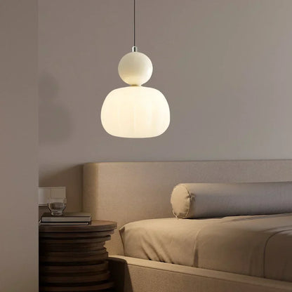 Stylish Glass Hanging Light Featuring Golden Accents