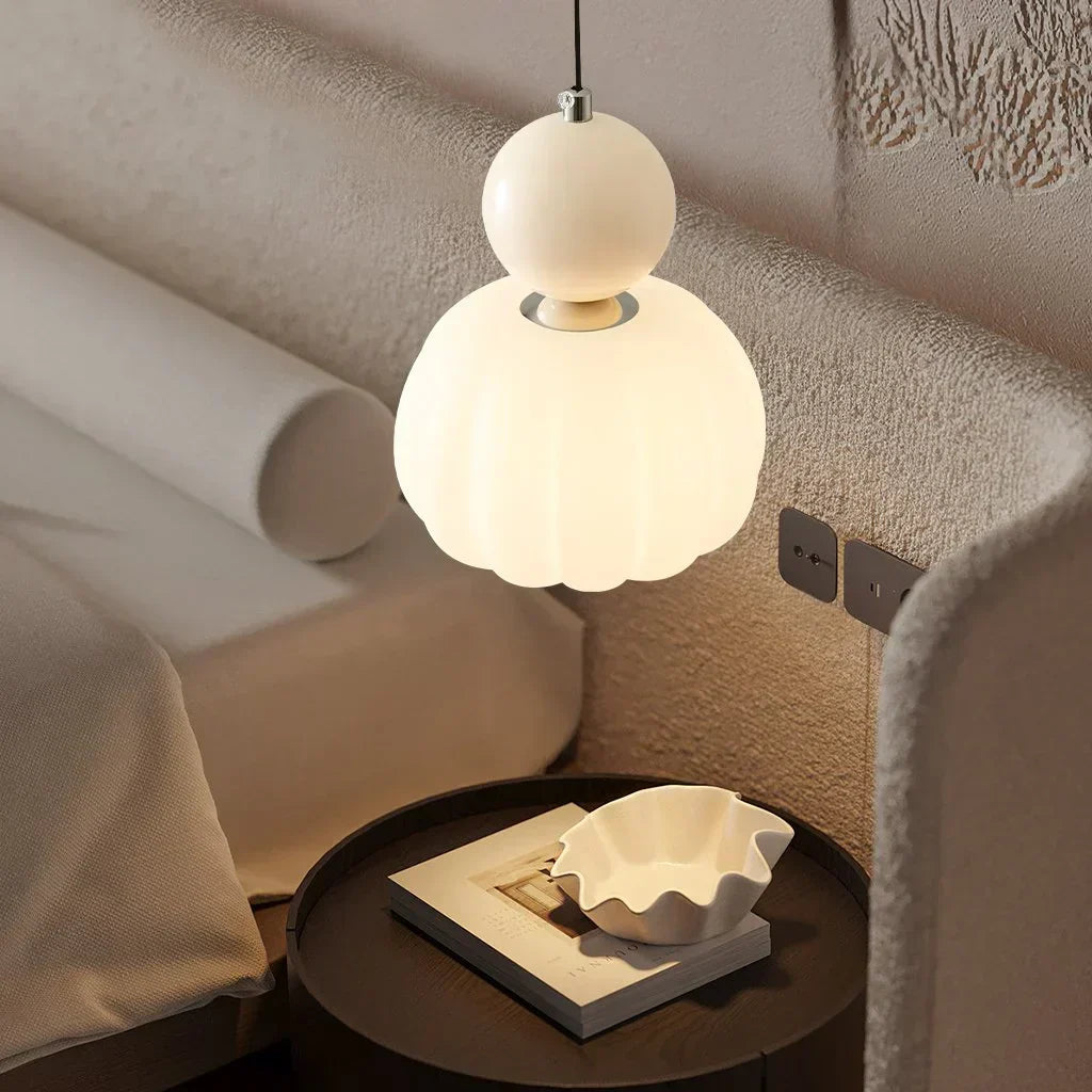 Stylish Glass Hanging Light Featuring Golden Accents