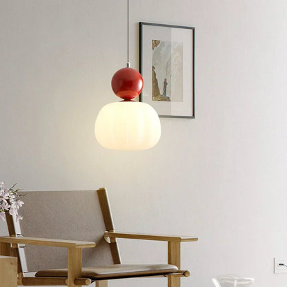 Stylish Glass Hanging Light Featuring Golden Accents