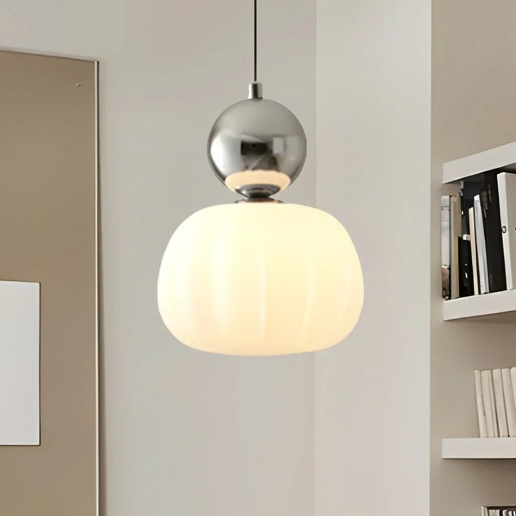 Stylish Glass Hanging Light Featuring Golden Accents
