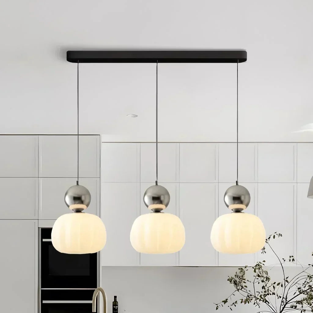 Stylish Glass Hanging Light Featuring Golden Accents