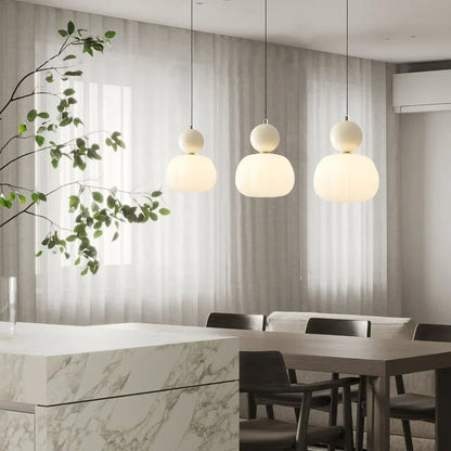 Stylish Glass Hanging Light Featuring Golden Accents