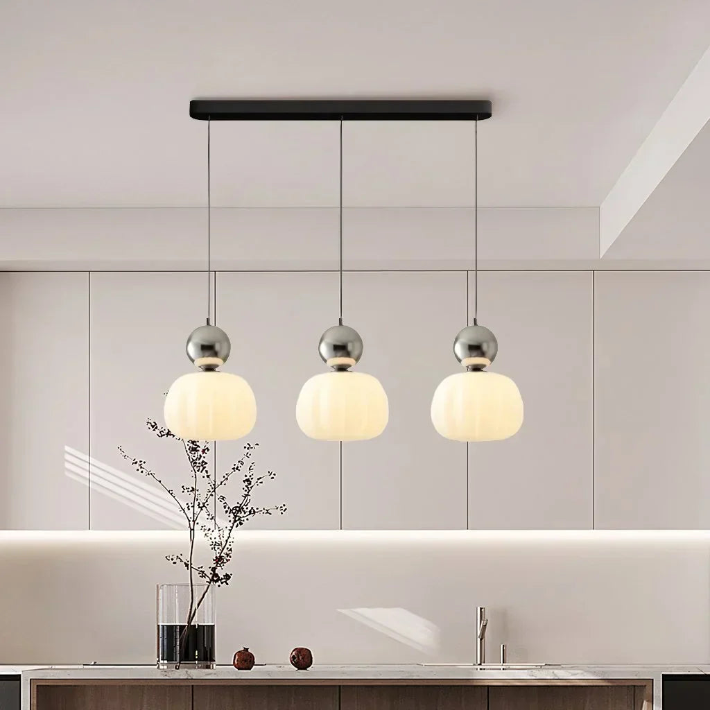 Stylish Glass Hanging Light Featuring Golden Accents