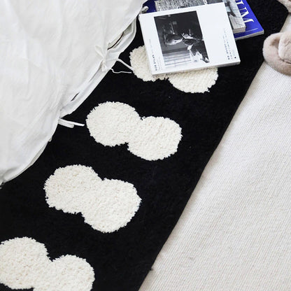Narrow Abstract Rug in Black and White Design