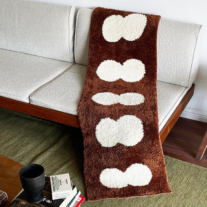 Narrow Abstract Rug in Black and White Design