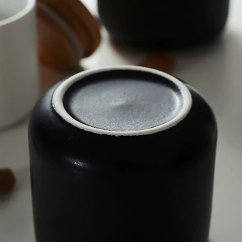 Storage Jar in Black or White with Natural Wooden Lid