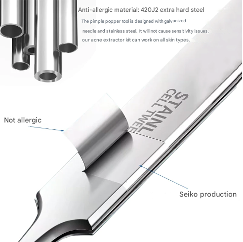 Stainless Steel Precision Tweezers with Ultra-fine Tip for Pore Care