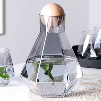 Drinkware Set with Diamond Design – Jug and Tumblers