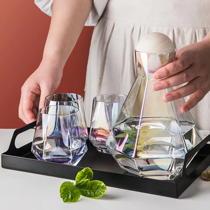 Drinkware Set with Diamond Design – Jug and Tumblers