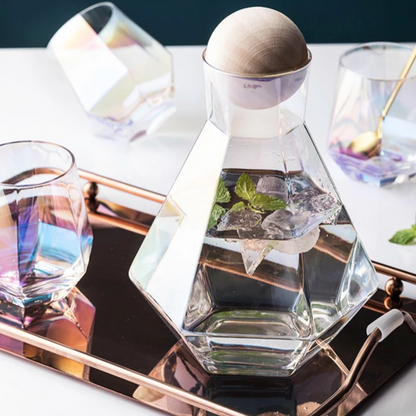 Drinkware Set with Diamond Design – Jug and Tumblers