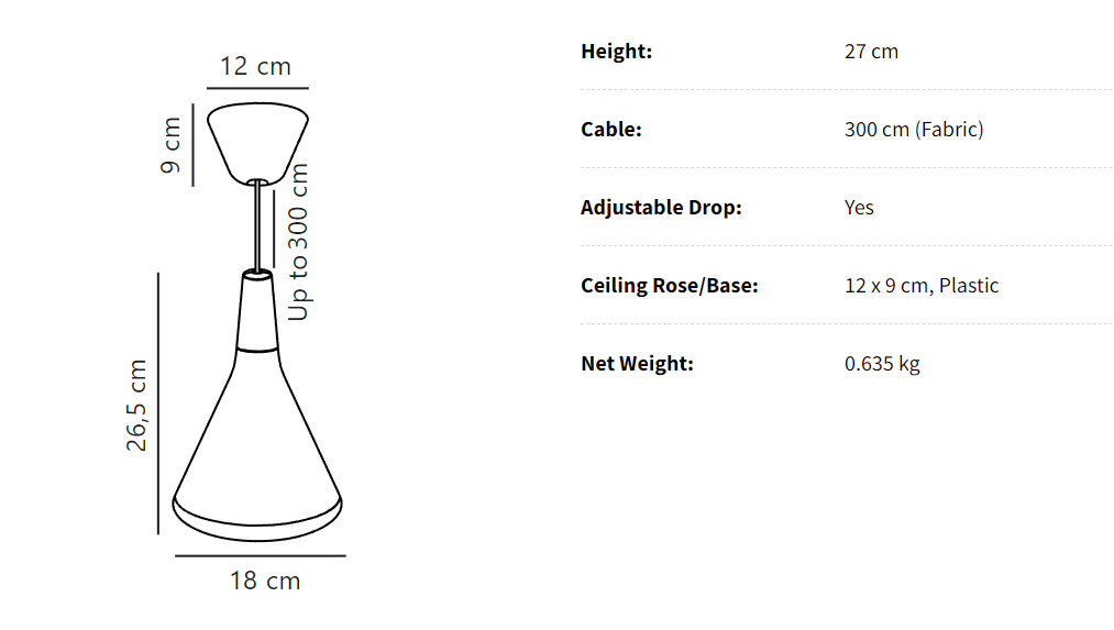 Modern Conical Pendant Light Fixture