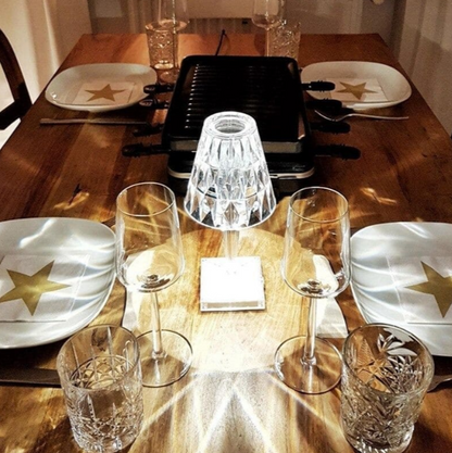 Acrylic Glass Table Lamp with Crystal Design