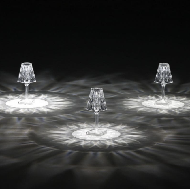 Acrylic Glass Table Lamp with Crystal Design