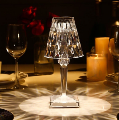 Acrylic Glass Table Lamp with Crystal Design