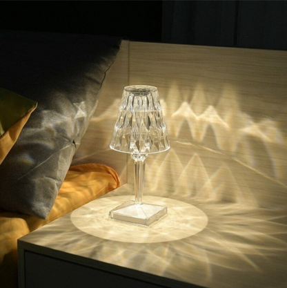 Acrylic Glass Table Lamp with Crystal Design